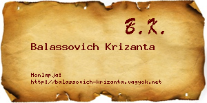 Balassovich Krizanta névjegykártya